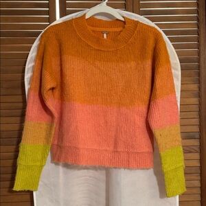 Free People Autumn sky stripe wool blend crewneck sweater XS